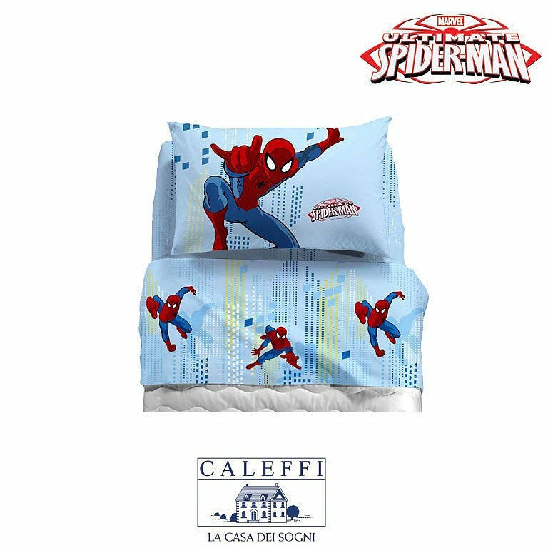 Completo letto Spiderman sopra + sotto + federa 100% cotone