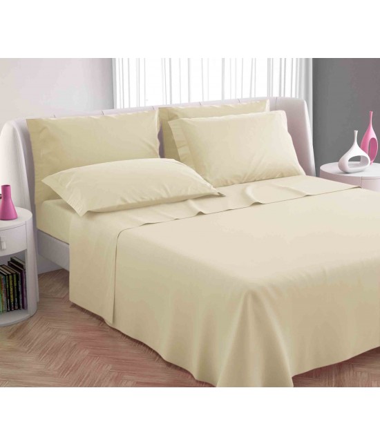 Blanco Raya Completo Letto 100% Cotone Queen Size Set: Lenzuolo Sopra  210x280 cm / Lenzuolo con Angoli 140x200 cm / 2 Federe colore Verde - Colors