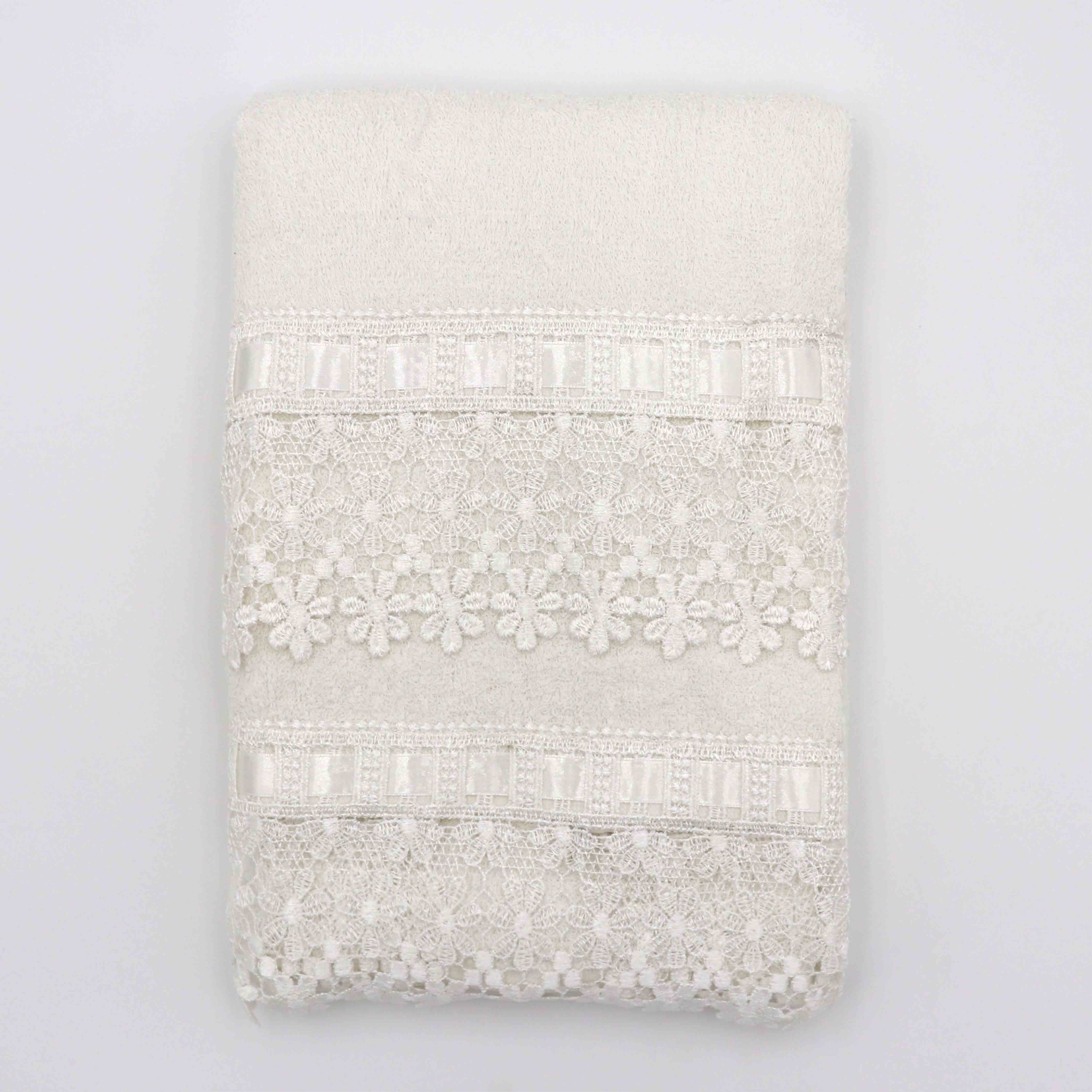 Asciugamano con Ospite in Cotone Stripe Naturale Caleffi