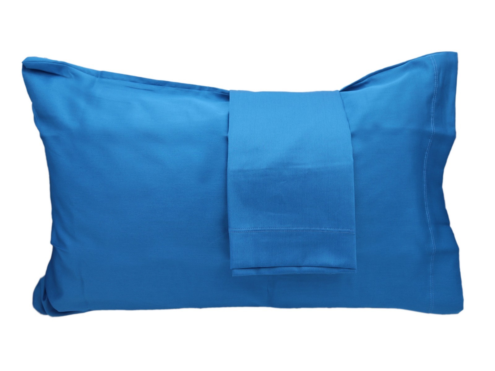 Coppia Federe Cuscino In Rasatello Di Cotone Tinta Unita Blu: Blue