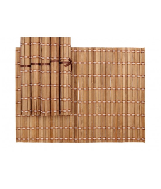 Tovagliette in bambu' fantasia righe - do2942. misura 33x45 cm. set 6 pz : Colore prodotto - Marrone, Tessuto - Bamboo/Fibre naturali