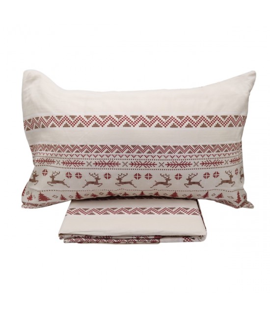Completo letto singolo/matrimoniale con stampa tirolese natalizia rosso: lienz : Colore prodotto - Rosso, Misura - Matrimoniale, Tessuto - Cotone