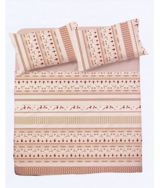 Completo letto singolo/matrimoniale con stampa tirolese natalizia rosso: lienz : Colore prodotto - Rosso, Misura - Singolo, Tessuto - Cotone