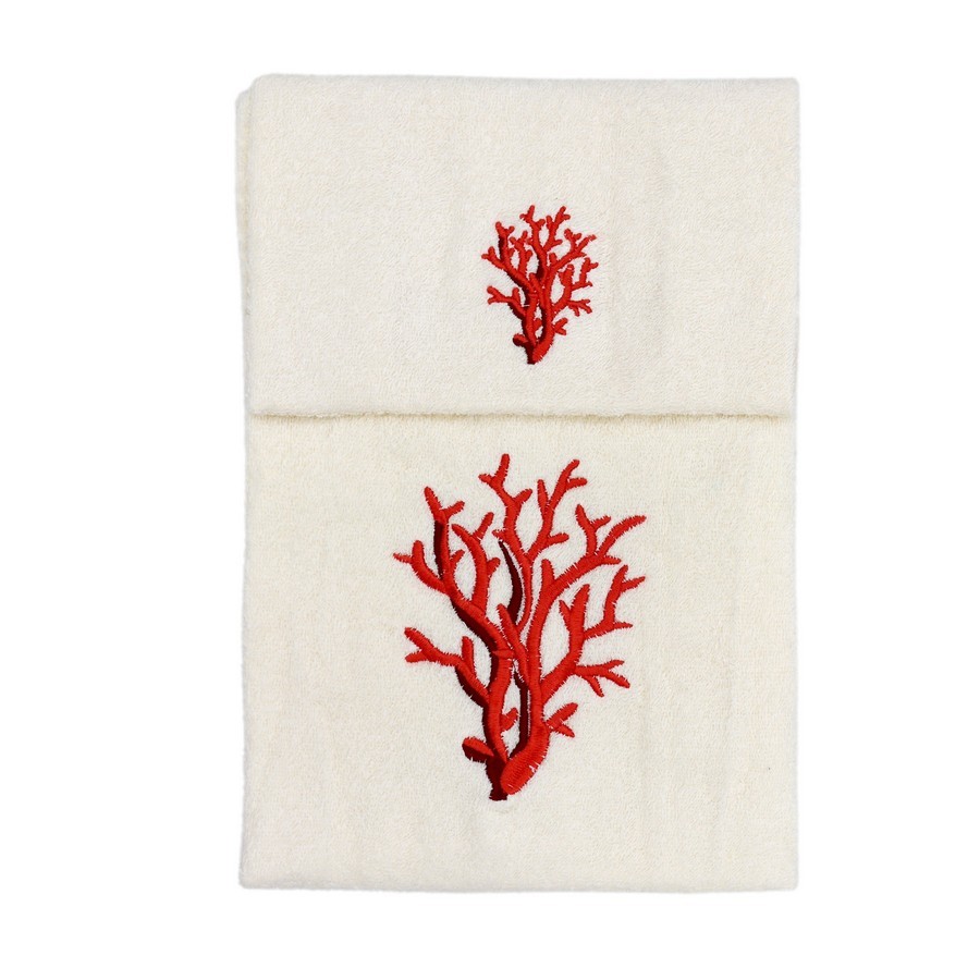Coppia di Asciugamani in Spugna di Cotone Tinta Unita - Perla
